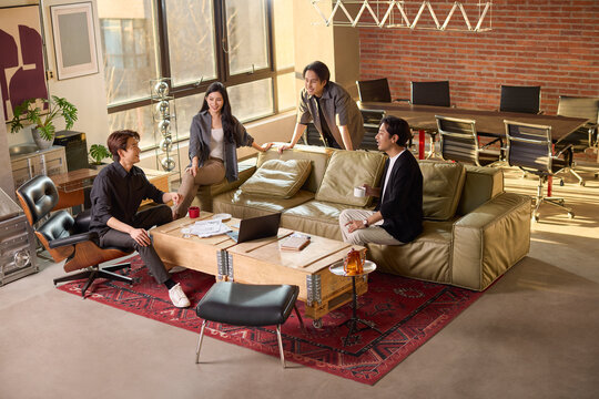 A team of business professionals working diligently in the office