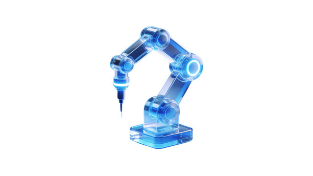 Blue High-Tech Robotic Arm for Smart Factory and Precision Manufacturing