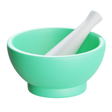 3D Mortar and Pestle Pharmacy Compounding Illustration