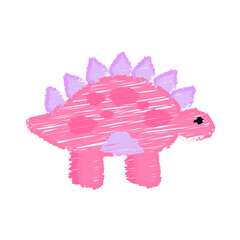 Cute Scribble Pink Stegosaurus © Stefani