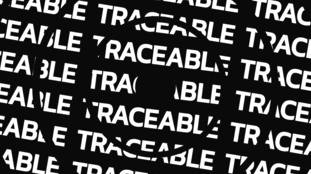 Circular text rings rotate in opposite directions presenting the word traceable repeated along concentric paths around a center space.