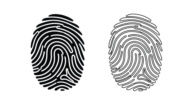 Two detailed fingerprint impressions in black and white a stark silhouette