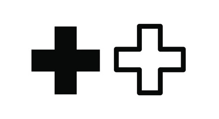 Obraz premium Two plus signs one solid and one outlined in a minimalist style silhouette