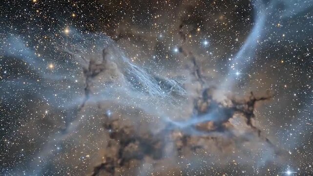 Vast cosmic cloud with glowing stars in deep space