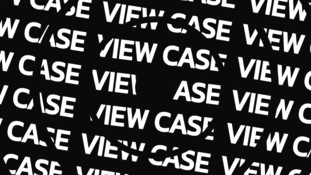 Concentric text rings rotate in opposite directions presenting the phrase view case repeated around a center space.