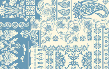 Motifs Ikat floral paisley embroidery floral. ikat ethnic Saree Sarong oriental pattern traditional.Ikat embroidery style abstract embroidery design for texture,fabric,clothing,wrapping,decoration © Thitichot