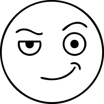 Cunning smile and suspicious face emoticon