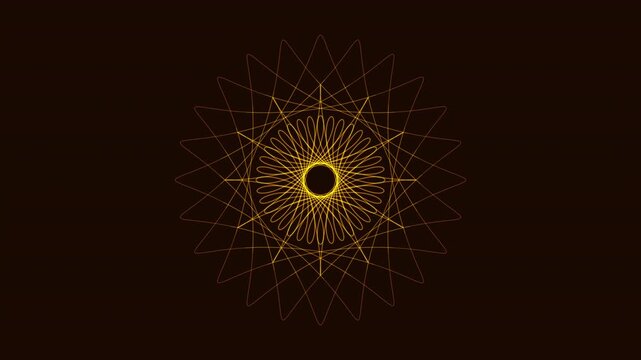 Seamless 4K loop of Svadhisthana Sacral Chakra Spirograph sacred geometry blooming in a kaleidoscope motion. Ideal for meditation, yoga studios, VJ sets, trance visuals, and sound bath sessions.