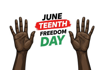 Obraz premium Juneteenth Freedom Day illustration with raised hands