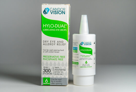 Candorvision Hylo Dual lubricating eye drops, dry eye and allergy relief, preservative free phosphate free 10ml 300 eye drops, sterile: Toronto, Ontario, Canada - December 2, 2025