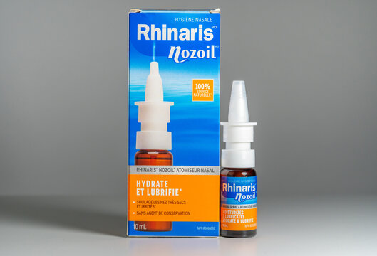 Rhinaris Nozoil Nasal Care Spray. Moisturizes and lubricates, hydrate. 10ml moisturizes severely dry and irritated noses: Toronto, Ontario, Canada - December 2, 2025