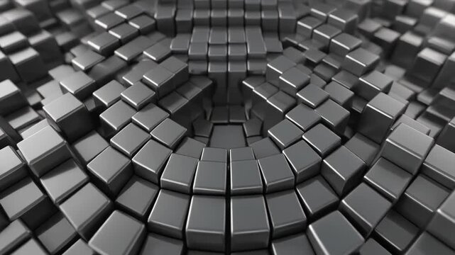3D gray cube mosaic spiral pattern design