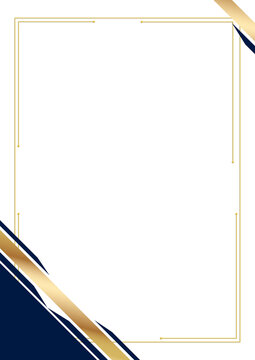Elegant white certificate background with a golden rectangular frame and navy blue and gold accents in the corners.
