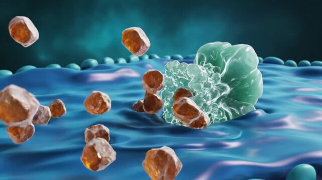 Advanced Type 2 Diabetes Pathology, 3D Animation of Insulin Resistance and Glucose Rejection at Cellular Receptor