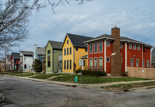 A view of a gentrified neighborhood in Indianapolis, Indiana.