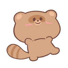 Fototapeta premium Cute Kawaii Cartoon Raccoon Sitting and Smiling