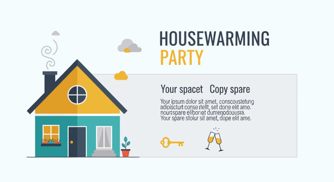 Housewarming Party Invitation Card Design Template.
