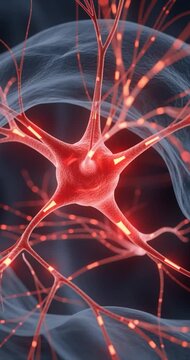 Abstract illustration of a neuron cell structure in scientific detail