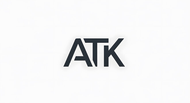 Minimalist and modern typography logo featuring the letters A T and K connected together