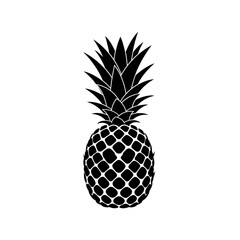 Obraz premium Black silhouette of a pineapple on a white background