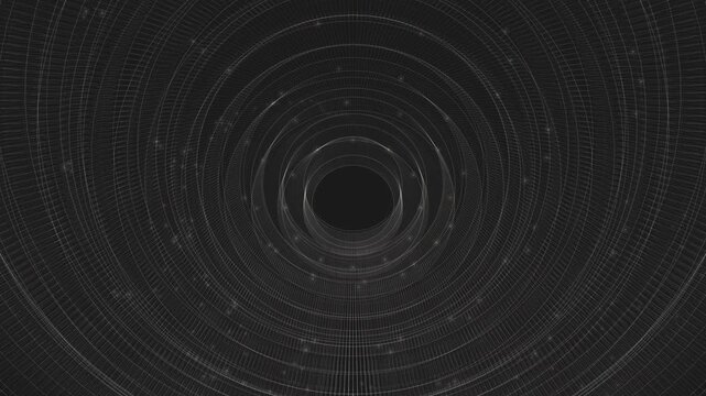 Massive silicon wafer terraces rotate in a polar configuration with glowing gold data pathways. Represents load balancing, ideal for semiconductor and electronics brand content. 4K seamless loop.
