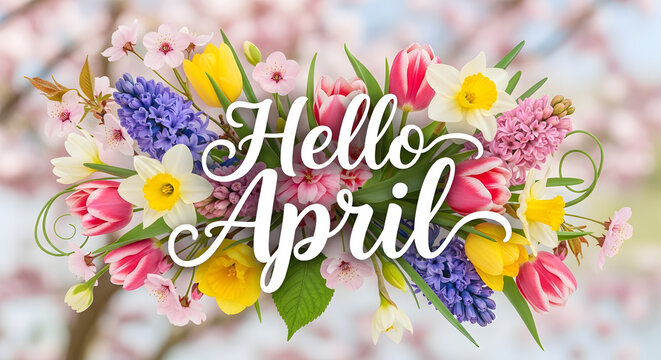 Creative hand lettering celebrating the arrival of the month of April
