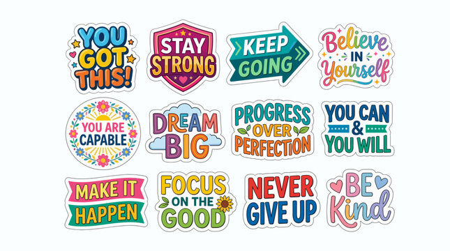 Vibrant Positive Affirmation Stickers for Daily Motivation