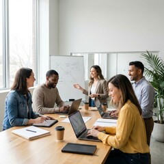 Obraz premium Diverse Team in Modern Office Brainstorming Session
