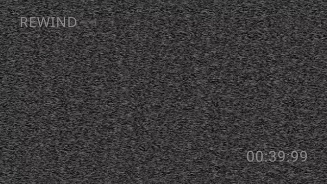 Raw Vintage VHS defects noise and tracking glitch. 4K analog rewind arrows with CRT scanlines. Premium cinematic signal interference for retro VFX