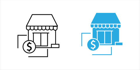Naklejka premium Outline icon set. illustration of percentage symbol with arrows and dollar sign representing interest rates, currency exchange, and financial transactions.