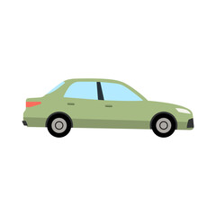 Obraz premium Sedan car cartoon illustration vector clipart green color flat design