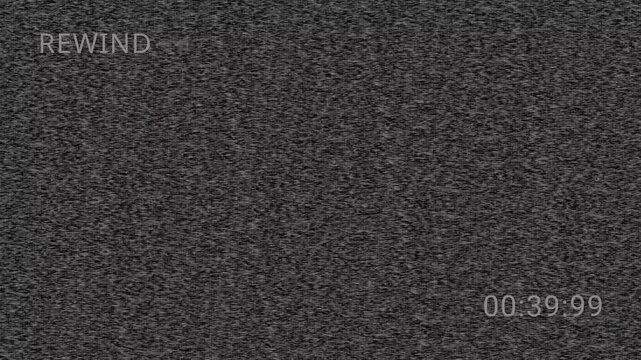 High-end Vintage VHS defects noise for transitions. 4K VCR rewind signal with magnetic artifacts. Realistic analog tape damage for retro aesthetics