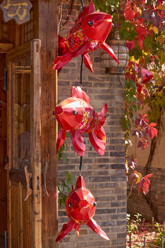 Traditional carp-shaped lanterns