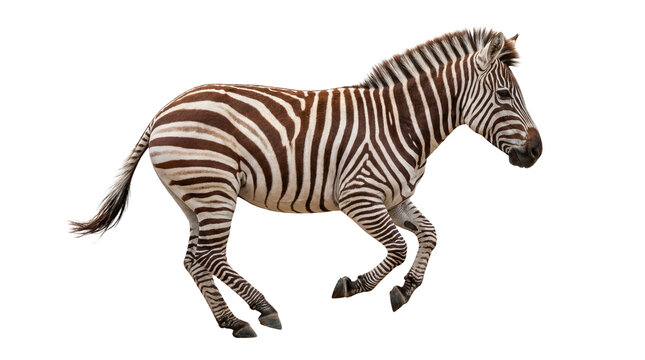 Majestic plains zebra in mid-gallop, showcasing its distinctive white and white stripes and powerful movement on.