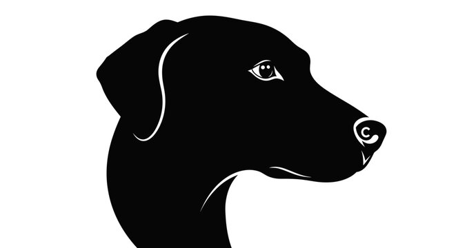 Elegant silhouette profile of a black labrador dog head clean vector art minimalist design isolated on white background