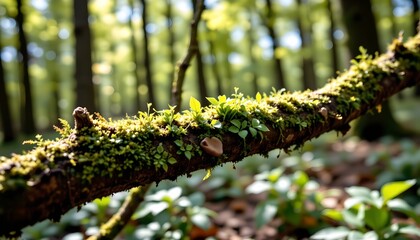 Vibrant Mosscovered Tree Branch Lush Forest