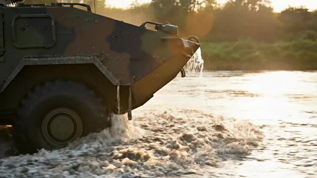 Amphibious vehicle demonstrating flood rescue readiness