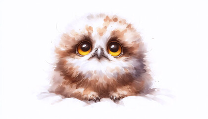 Fototapeta premium A Pretty Owl watercolor art print, Ai generated image