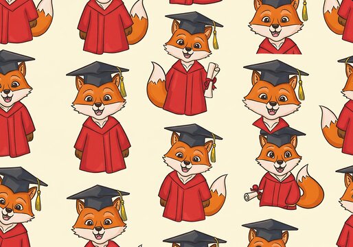 卒業キツネ模様