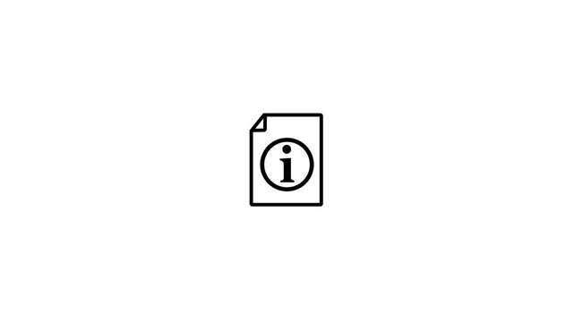 Black outline icon of an information document on a white background symbol data
