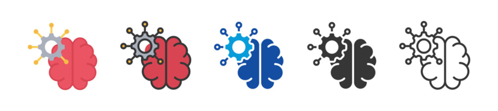 machine learning icon set multi style various collection