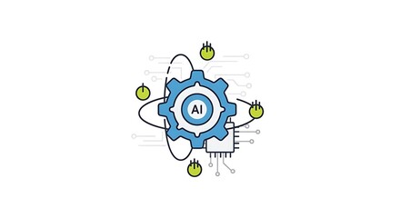 Obraz premium Artificial intelligence gear with glowing lights
