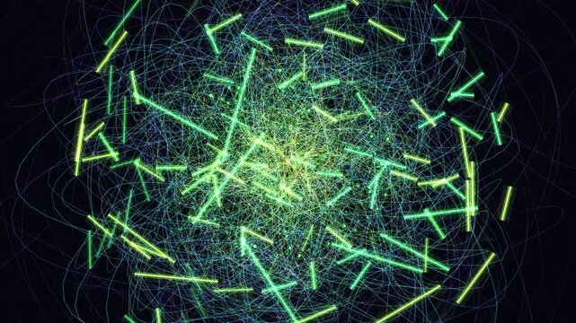 Seamless 4K loop of a Peter de Jong strange attractor forming a volatile glowing nebula. Orbiting parameters mutate the phase-space geometry &mdash; ideal for AI, data science, and tech presentations.