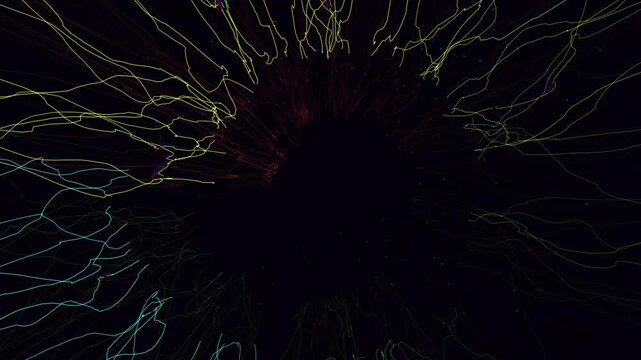 A microscopic dive into fiber optic capillaries as data pulses rupture into raw RGB chromatic glitch fragments. Illustrates systemic data breakdown, ideal for cybersecurity explainer videos.