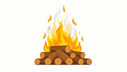 Bonfire with Burning Firewood Illustration