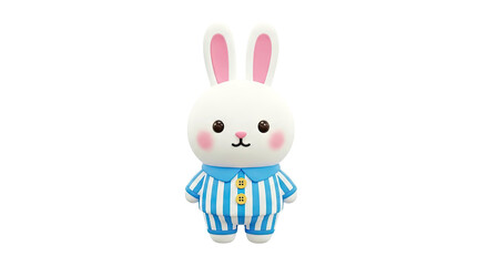 Fototapeta premium Cute Cartoon Bunny in Blue Striped Pajamas
