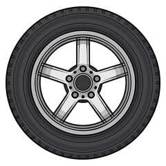 Obraz premium Flat vector design of car wheel on white background ideal for automotive tire transport vehicle repair and mechanical concepts