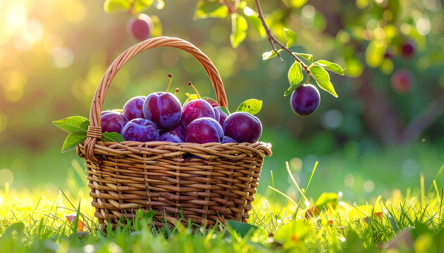 Fresh organic easter eggs and ripe summer berries rest in a healthy wicker basket isolated on a white background