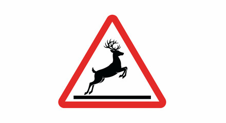 Vector deer crossing warning sign icon