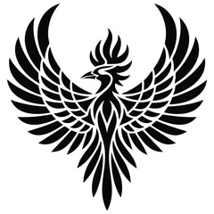 Fototapeta premium Phoenix bird silhouette in tribal phoenix bird style suitable for logo fantasy art mythical branding and dramatic fire inspired creative designs